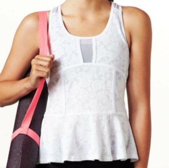 *5/$25 Sale* American Eagle workout mesh white peplum tank - Picture 1 of 6
